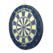 Cible De Fléchettes Tableau noir bleu et jaune avec texte personnalisé (Devant droit)