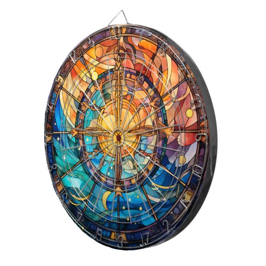 Cible De Fléchettes Tableau noir en verre céleste (Devant droit)