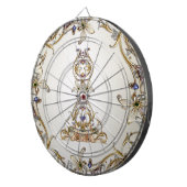 Cible De Fléchettes Tableau noir floral or blanc (Devant droit)