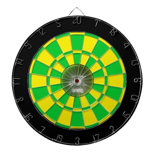 Cible De Fléchettes Tableau noir jaune vert 2025 (Devant)