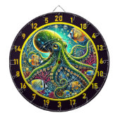 Cible De Fléchettes Tableau noir octopus des récifs radiants (Devant)