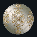 Cible De Fléchettes Tableau noir orné or floral blanc<br><div class="desc">Beau tableau noir blanc fleuri or orné</div>
