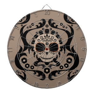 Cible De Fléchettes Tan Black Carton Sugar Skull Tribal