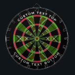 Cible De Fléchettes Tarte verte, noire, rouge et blanche<br><div class="desc">Échantillon de tartan vert, noir, rouge et blanc. Deux champs de texte personnalisés sur le cercle extérieur.</div>