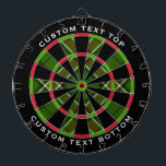 Cible De Fléchettes Tarte verte, noire, rouge et blanche<br><div class="desc">Échantillon de tartan vert,  noir,  rouge et blanc. Deux champs de texte personnalisés sur le cercle extérieur.</div>