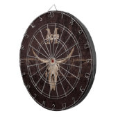 Cible De Fléchettes Taureau crâne Ouest Brown Beige Vieux Monogramme R (Devant droit)