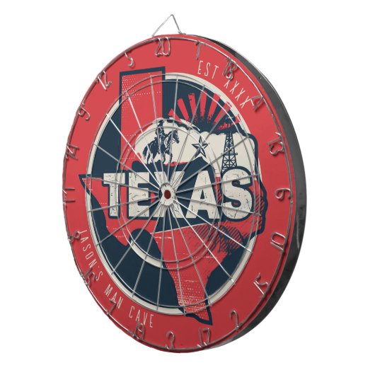 Cible De Fléchettes Texas Man Cave Nom personnalisé Date Est (Devant droit)