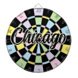 Cible De Fléchettes Texte modifiable Chicago Couleurs pastel et noir