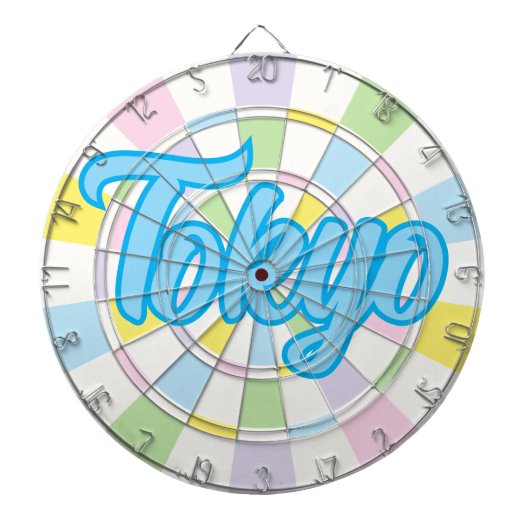 Cible De Fléchettes Texte modifiable en bleu de Tokyo sur blanc et cou (Devant)