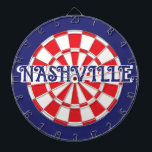 Cible De Fléchettes (texte modifiable) NASHVILLE TN Blanc Rouge Bleu M<br><div class="desc">NASHVILLE TN White, Red, And Navy Blue Coloured Cible de flechettes Game Incluant 6 Darts en laiton (peut personnaliser avec votre choix de texte) 🎯 Veuillez me faire savoir si vous avez des questions supplémentaires et parce que le support client de Zazzle traite l'expérience client vous pouvez atteindre le support...</div>