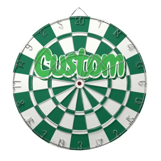 Cible De Fléchettes Texte personnalisable vert foncé, blanc et vert (Devant)
