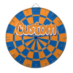 Cible De Fléchettes Texte personnalisé contour blanc couleur bleu et o