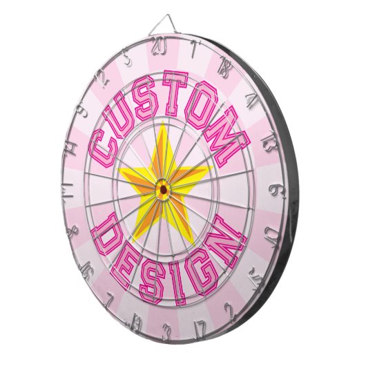 Cible De Fléchettes Texte Personnalisé Rose Clair Avec Design Étoile J (Devant droit)