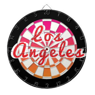 Cible De Fléchettes Texte rouge Los Angeles sur fond rose orange noir