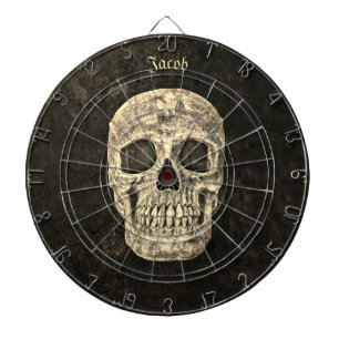 Cible De Fléchettes Texture Gothique Du Crâne Humain Grunge Noir Et B
