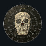 Cible De Fléchettes Texture Gothique Du Crâne Humain Grunge Noir Et Be<br><div class="desc">Crâne humain gothique texture grunge vintage noir et beige tableau de fléchettes personnalisé pour hommes. Cool,  tendance,  moderne,  effrayant design unique. Cherchez les produits correspondants dans ma collection de magasins. Copyright de l'image Marg Seregelyi Photography.</div>