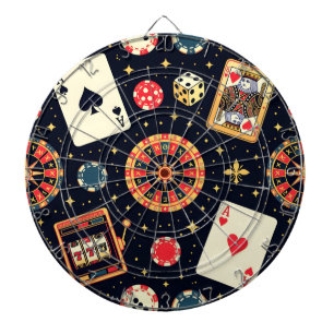Cible De Fléchettes Thème de motif de casino sur fond noir
