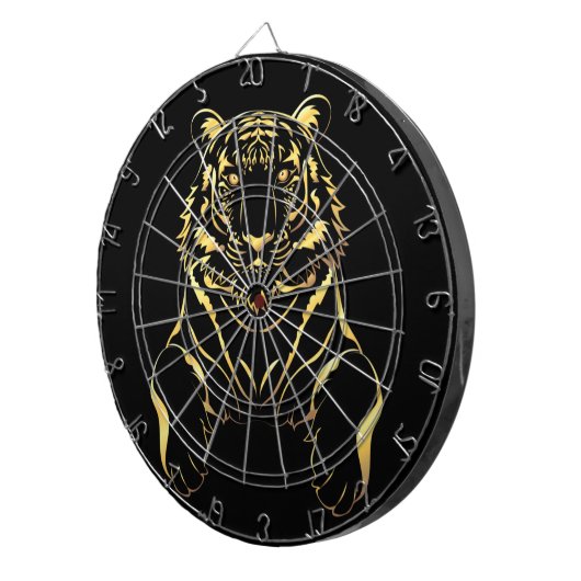 Cible De Fléchettes Tigre noir à rayures dorées (Devant droit)