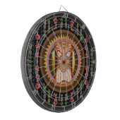 Cible De Fléchettes Tiki Masque Hibiscus Motif Dartboard avec fléchett (Devant gauche)