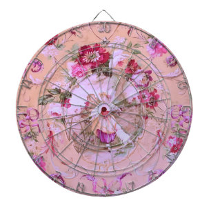 Cible De Fléchettes Toile victorienne antique Rococo Style rose floral
