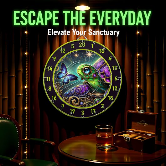 Cible De Fléchettes Tortue céleste rustique Butterfly Lodge Art