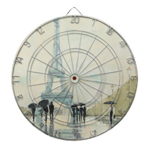 Cible De Fléchettes Tour Eiffel   Paris sous la pluie