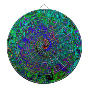 Cible De Fléchettes Tourbillon Abstrait Bleu Marbré et Aigue-Marine Ré