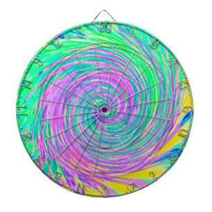 Cible De Fléchettes Tourbillon Abstrait Bleu Turquoise et Violet