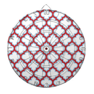 Cible De Fléchettes Trellis blanc et rouge, treillis, Quatrefoil