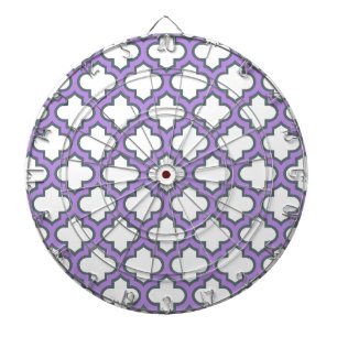 Cible De Fléchettes Trellis blanc et violet, treillis, Quatrefoil
