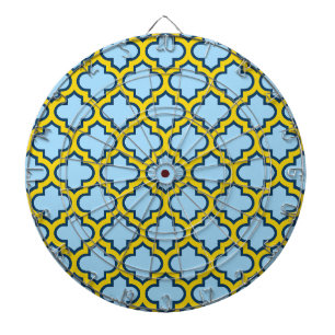 Cible De Fléchettes Trellis bleu et jaune, treillis, Quatrefoil