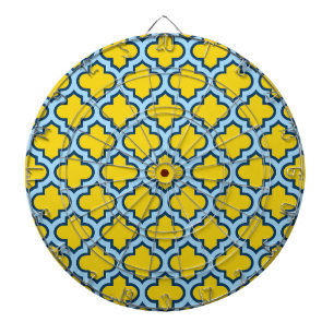 Cible De Fléchettes Trellis jaune et bleu bébé, treillis, Quatrefoil