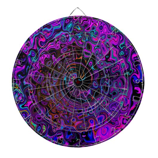 Cible De Fléchettes Trippy Black et Magenta Retro Liquid Swirl (Devant)
