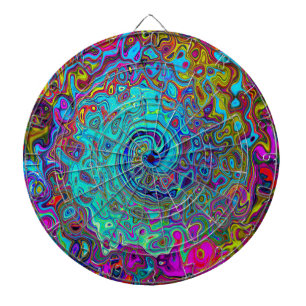 Cible De Fléchettes Trippy Sky Blue Abstrait Retro Liquid Swirl