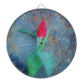 Cible De Fléchettes Tulipe rouge sur ardoise gris bleu (Devant)