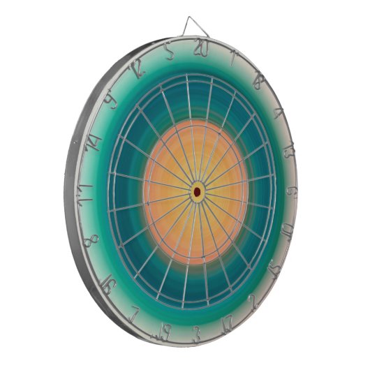 Cible De Fléchettes Turquoise bleu vert orange rose jaune (Devant gauche)