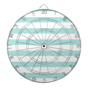 Cible De Fléchettes Turquoise Clair et Blanc Rayé Horizontal Large