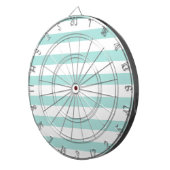 Cible De Fléchettes Turquoise Clair et Blanc Rayé Horizontal Large (Devant droit)