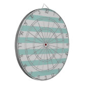 Cible De Fléchettes Turquoise Clair et Blanc Rayé Horizontal Large (Devant gauche)