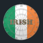 Cible De Fléchettes Typographie sépia moderne irlandaise et drapeau tr<br><div class="desc">Typographie sépia moderne irlandaise et Cible de flechettes drapeau tricolore. Idéal pour les jeux de fête de la Saint Patrick. Montrez votre fierté irlandaise avec cette Cible de flechettes patriotique du drapeau tricolore. Couleurs vert, blanc et orange. Idéal pour la décoration des pubs et des bars. Consultez le reste de...</div>