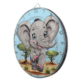 Cible De Fléchettes Un bébé éléphant qui sonne heureux dans la savane  (Devant droit)