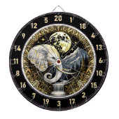 Cible De Fléchettes Un Éléphant Blanc Se Trouve Sous La Lune D'Or (Devant)