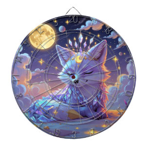 Cible De Fléchettes Un petit Renard Murmurant aux Étoiles au Clair de