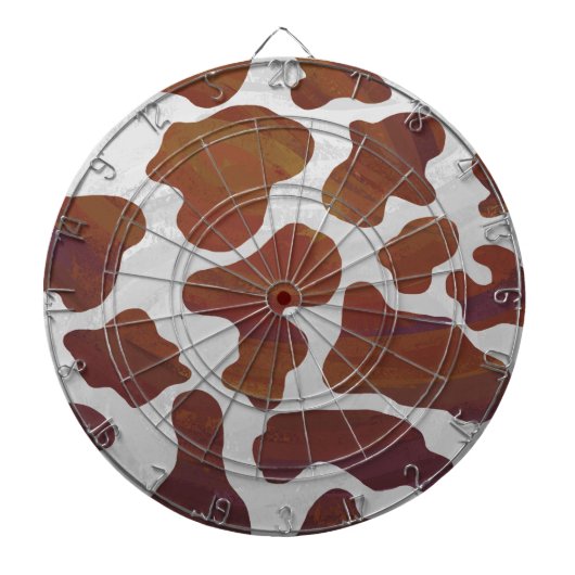 Cible De Fléchettes Vache Marron et Blanc Imprimé (Devant)