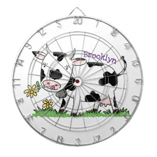 Cible De Fléchettes Vache mignonne en vert dessin animé sur le terrain