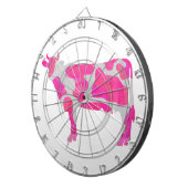 Cible De Fléchettes Vache rose chaud et blanc Silhouette (Devant droit)