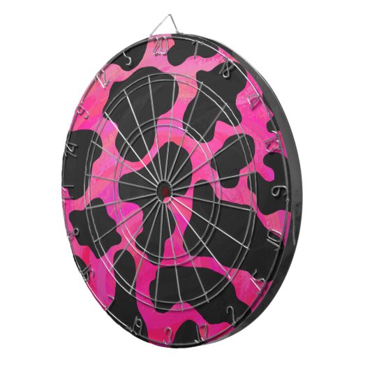 Cible De Fléchettes Vache rose chaud et noir (Devant droit)