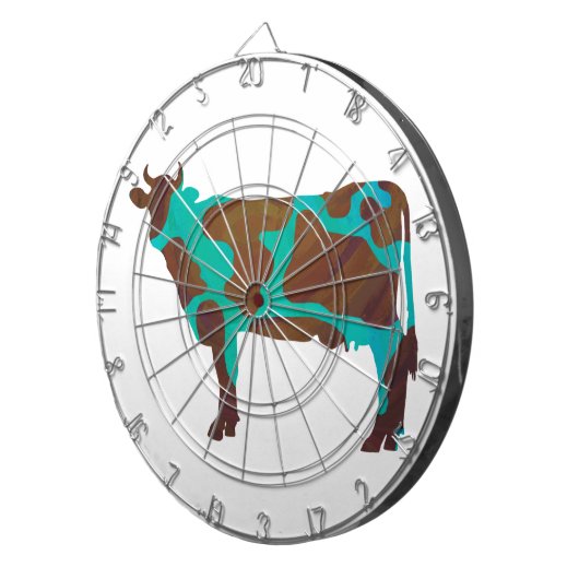 Cible De Fléchettes Vache Silhouette Brown et Turquoise (Devant droit)
