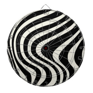 Cible De Fléchettes Vagues de style rétro noir et blanc