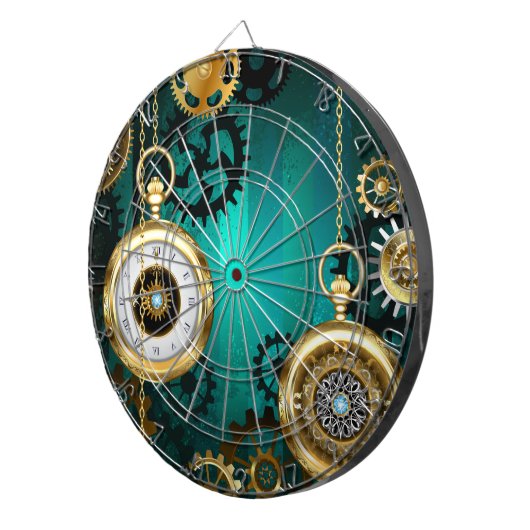Cible De Fléchettes Veille bijoux Steampunk sur un Arrière - plan vert (Devant droit)